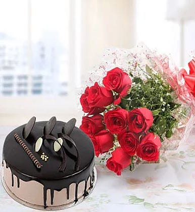Cake And Flower Bouquet